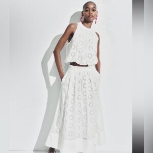 Zara White Sleeveless eyelet top